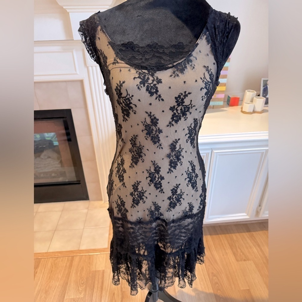 ALEXIA ADMOR Witchy Whimsigoth Lace Overlay Lined Dress Size Medium VGUC
